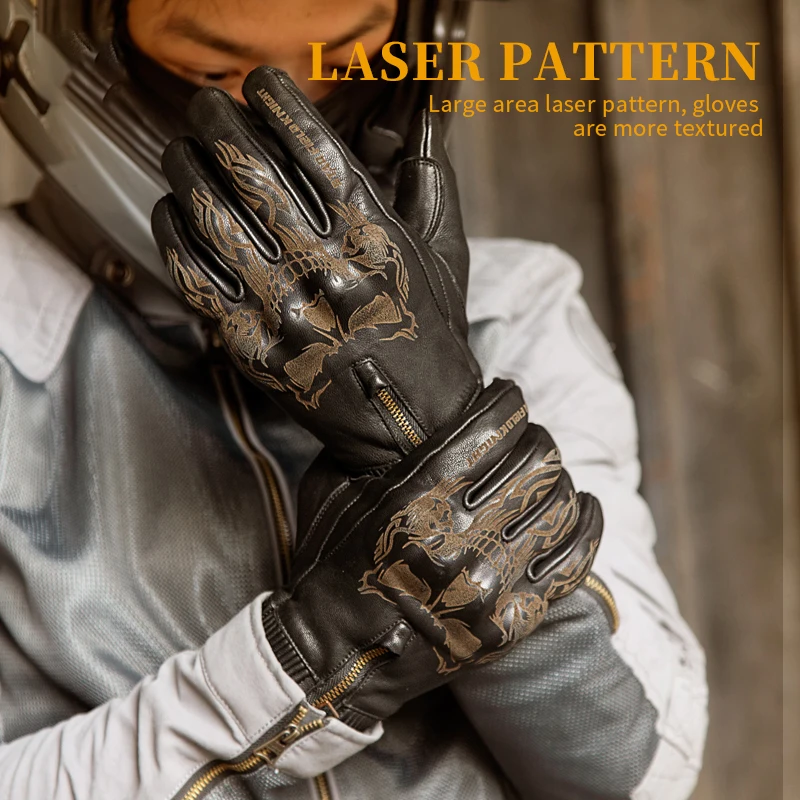

BULLBIKER Retro Motorcycle Gloves Leather Short Touch Screen Sheepskin Breathable Riding Full Finger Cycling Protection Gear