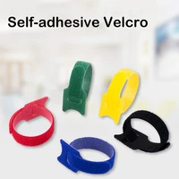 100pcs t type adhesive hook and loop fastener tape nylon reusable cable ties with eyelet holes fastener management gdeal