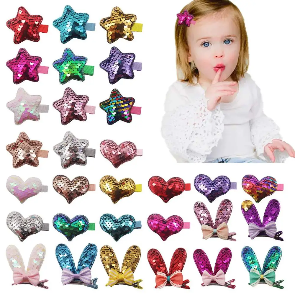 30 шт. милые заколки для волос маленьких девочек блестящие двухсторонние бантики