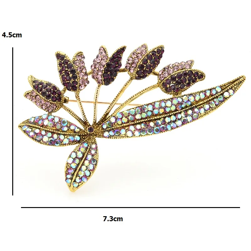 Wuli&ampbaby Rhinestone Tulip Flower Bouquet Brooches For Women Weddings Banquet Casual Brooch Pins New Year Gifts | Украшения и