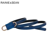 rainie sean thin belts for women vintage waist belt real leather blue women belt summer ladies belt for dress strap accessories