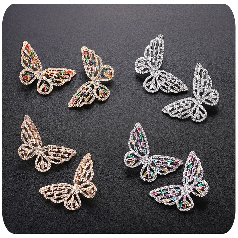 UMODE корейские женские серьги-бабочки, винтажные милые серьги-гвоздики, роскошные циркониевые свадебные серьги, модные ювелирные изделия UE0602