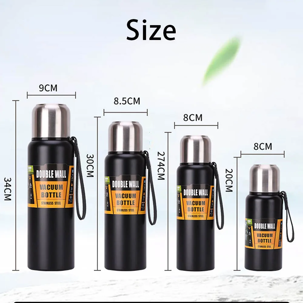 

1pcs Large Capacity Stainless Steel Thermos Portable Vacuum Flask Insulated Tumbler with Rope Thermo Bottle 500/800/1000/1500ml