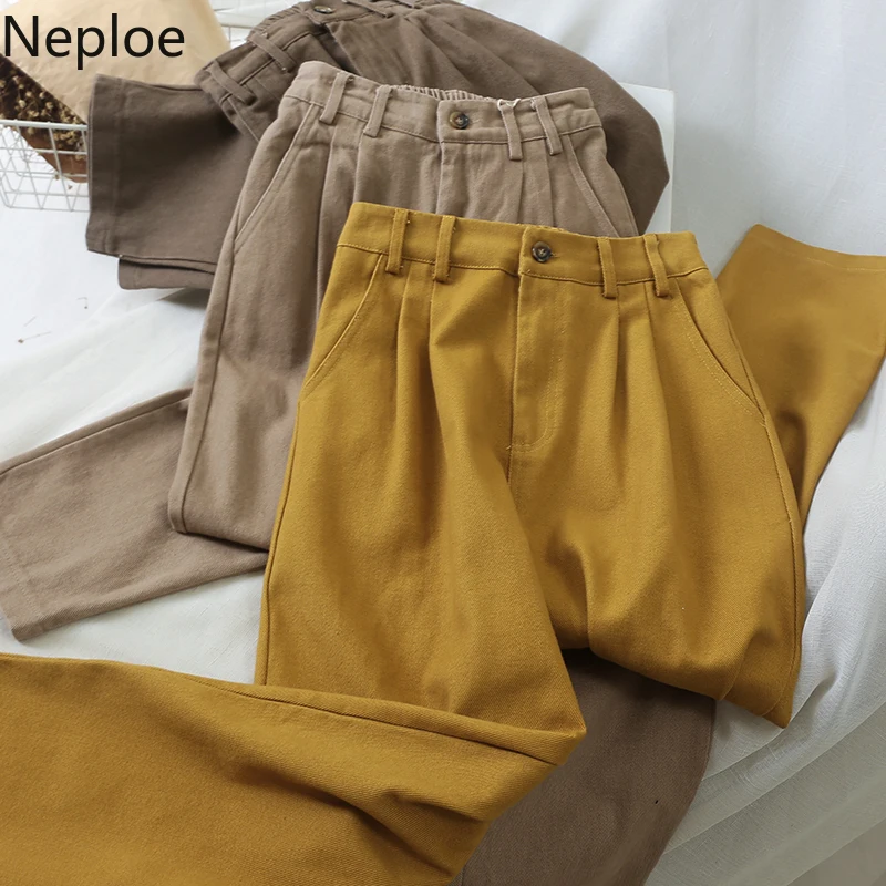 Neploe/корейский стиль брюки с высокой талией 4 цвета сезон осень весна Новинка 2020