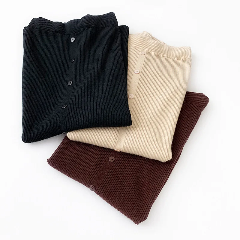 2019 New Herf Winter Fat Warm Used Smoking Korean Button A Line Smoke Simple Stylish Choked Midi Rok Jupe Femme |