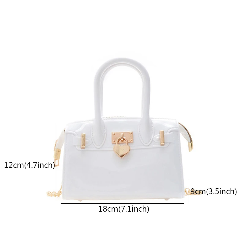 luxury candy color heart lock pvc women jelly bags 2021 chain fashion womens shoulder messenger bag dinner clutch purse new free global shipping