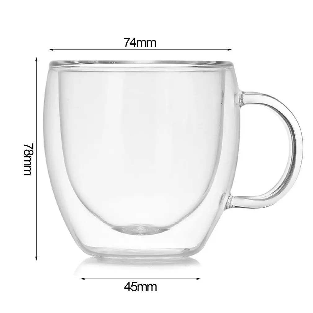 

150ml Double Coffee Mugs With Handle Mugs Drinking Insulation Double Wall Glass Tea Cup Creative Gift Drinkware Milk Dropship