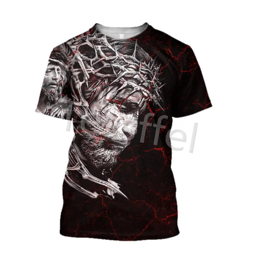 

Tessffel Jesus is God 3D Printed New Harajuku Men's T-shirt Summer Streetwear Unisex Top Short Sleeve Style-8