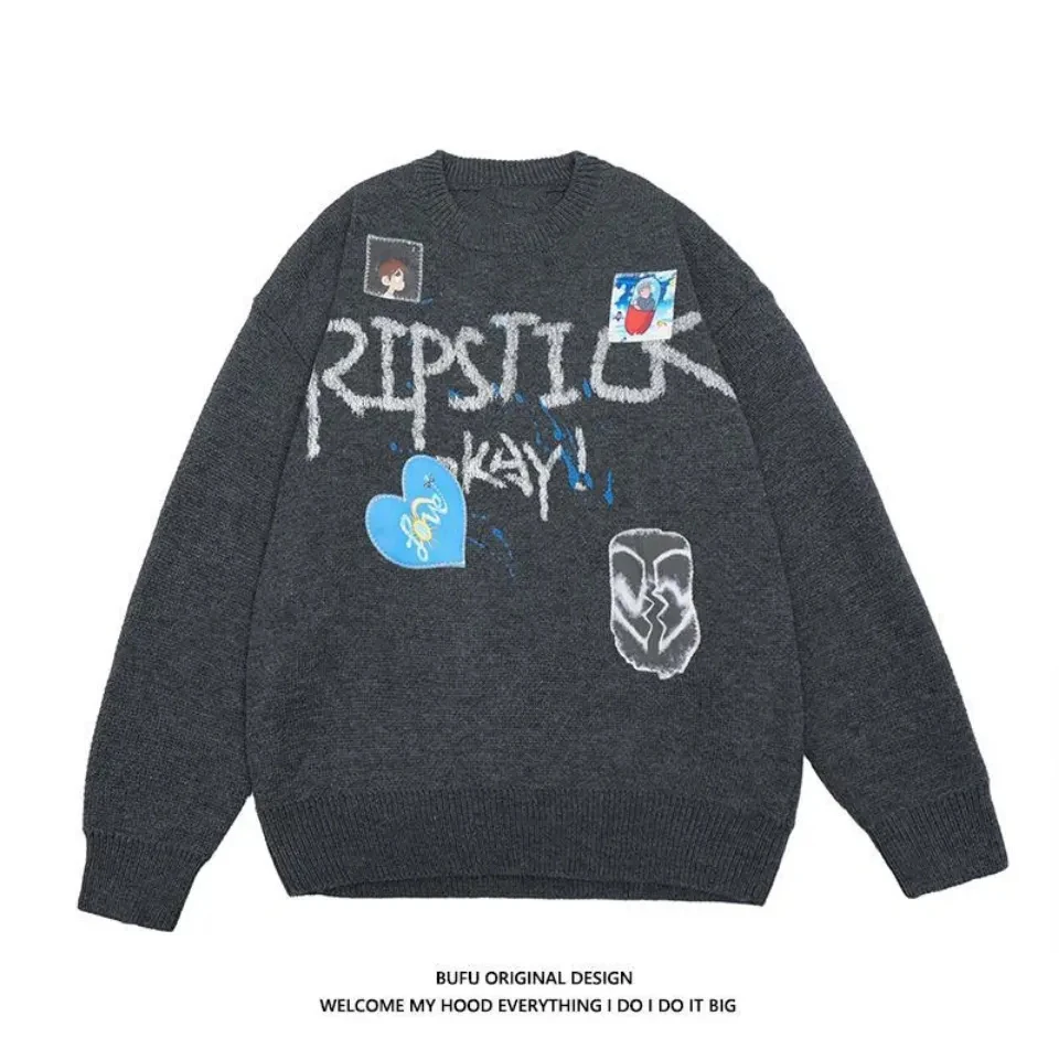 

Winter Kawaii Clothes 2022 Women Sweaters Long Sleeve Top Cartoon Streetwear Woman Harajuku Knitted Ladies Anime Sweater E-Girl