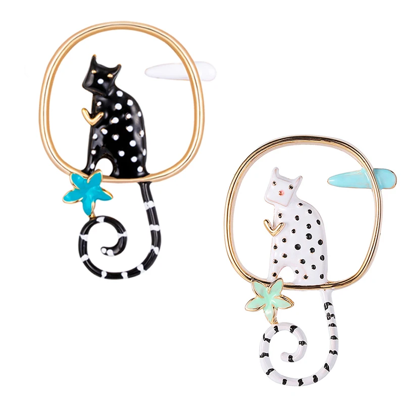 Модная эмалированная брошь в виде мультяшного кота булавка для сумки мужчин и