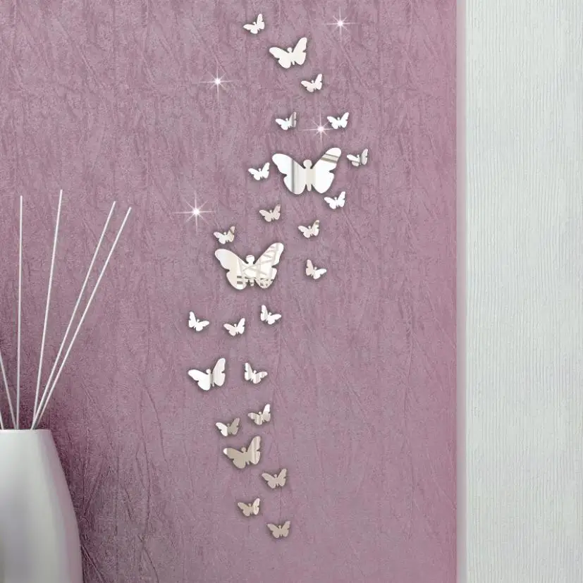 

30PC Butterfly Combination 3D Mirror Wall Stickers Home Decoration DIY wall stickers for living room Adesivos de parede 802