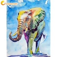 chenistory elephant diy oil painting by numbers animal by numbers acrylic paint modern wall art pictures handpainted home decor