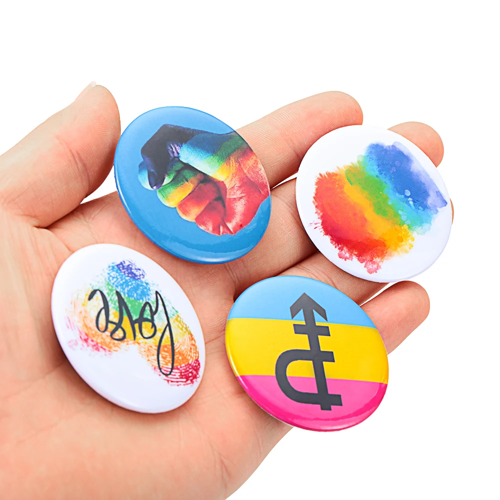 Creative Rainbow Heart Finger Flag Love is Pins Brooches Metal Badges Gay Lesbian Pride Lapel Pin Gifts Jewelry Accessories | Украшения и