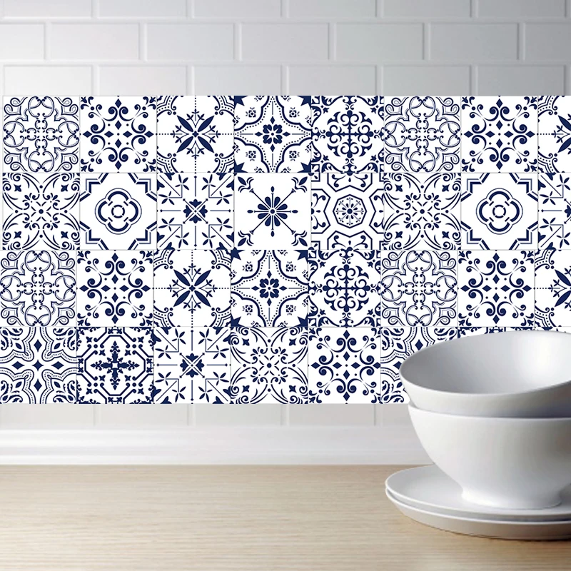 

10/15/20cm High Quality Retro Simulation Tile Stickers Kitchen Waterproof Wall Stickers Bathroom Self Adhesive DIY Wall Decals