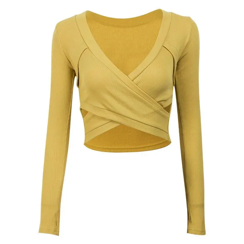 

Slim Yoga T-shirt Sexy Navel Bare Quick-Drying Women Fitness Long Sleeve Sports Running Training Fitness Tops