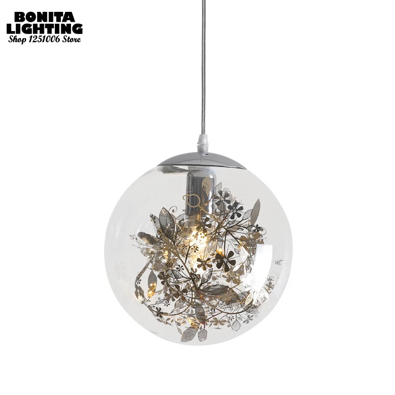 Современные подвесные светильники с прозрачным стеклянным шаром подвесной