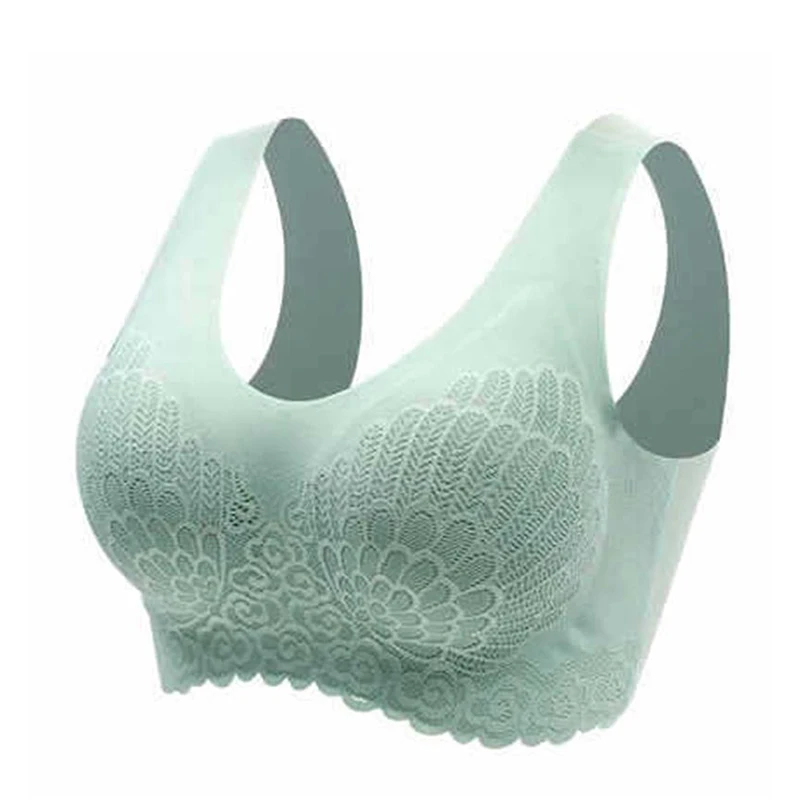 

Detachable Latex Seamless Underwear without Steel Wire Breathable Lace Bra Soft Wireless Contour Bra for Support Sleepin FS99
