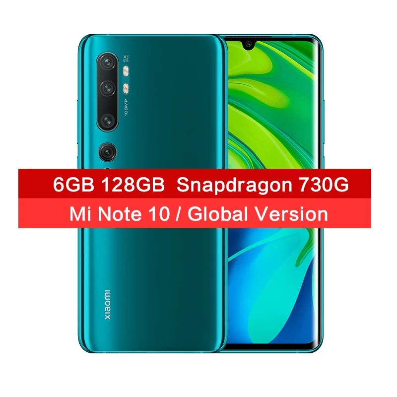 Green 6GB 128GB In Stock Global Version Xiaomi Mi Note 10 6GB 128GB 108MP Camera Mobile phone 6.47'' Curved Display Snapdragon 730G Cellphone - Цвет: Green 6GB 128GB