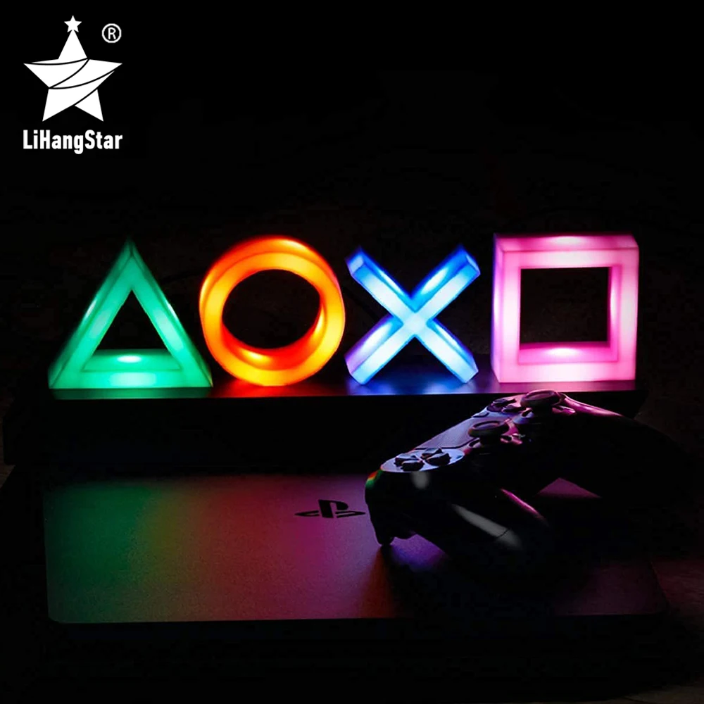 

Светодиодный светильник для игровой приставки, с логотипом Playstation, с голосовым управлением, акриловый неоновый светсветильник льник для ба...