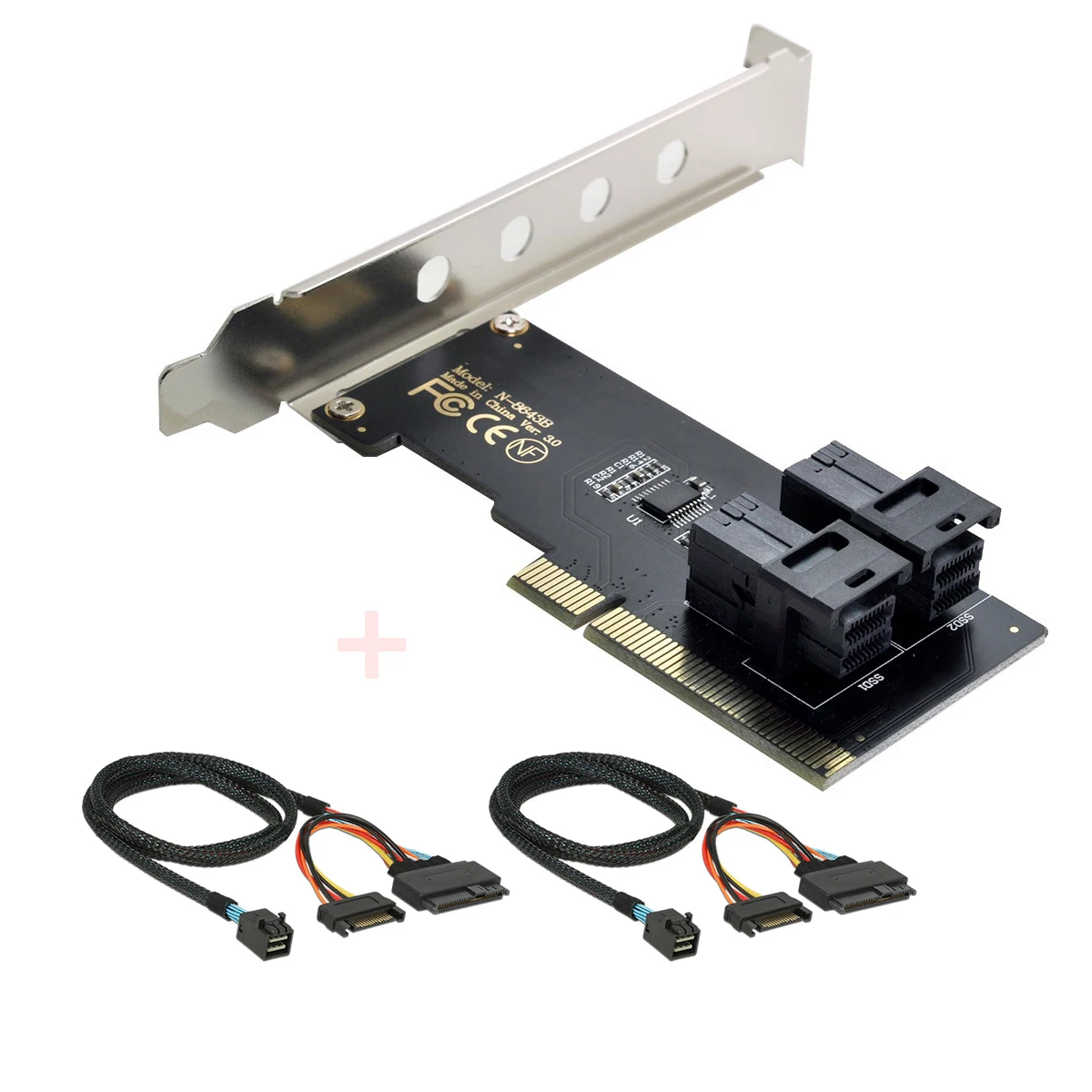 

Jmier PCI-E 8X to U.2 2 Port U2 Kit SFF-8639 NVME PCIe SSD Adapter VROC Raid0 Hyper with 2 SFF-8643 Cables