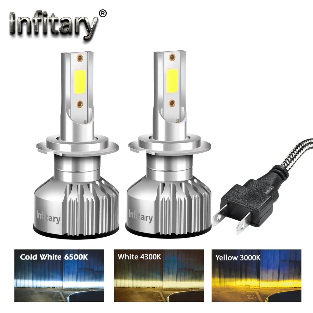 Infitary H7 светодиодный H4 H1 H11 H3 H13 9005 HB3 9006 HB4 9004 9007 автомобилей свет 72 W 10000LM 12 V 24 V 3000 K 4300 K 6500 K фар авто