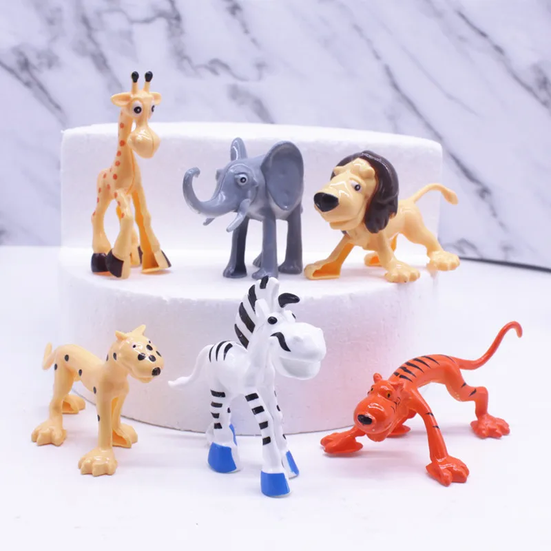 

6 шт. Мультяшные джунгли животные Лев Слон зебра собака Жираф торт Топпер украшения на день рождения выпечка детские подарки игрушки