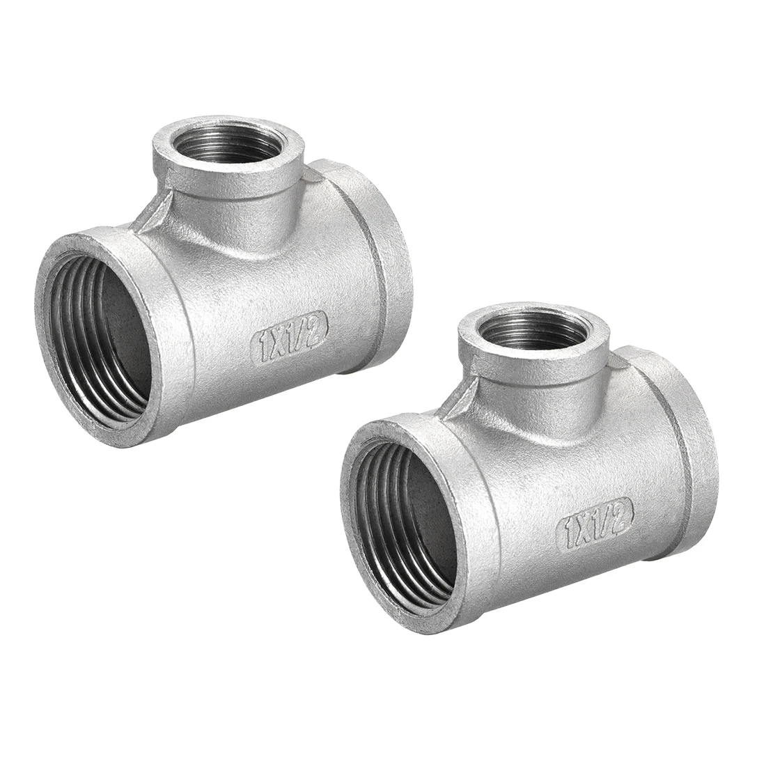 

uxcell Stainless Steel 304 Cast Pipe Fitting 1 BSPT x 1/2 BSPT x 1 BSPT Female Tee Shaped Connector Coupler 2pcs