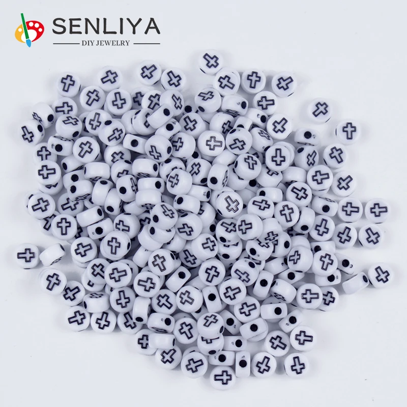 

4*7mm DIY Jewelry Findings Greek Script Alphabet Cross Beads Wholesale 100/200/300 Pcs for Handmade Bracelet Spacer Beads