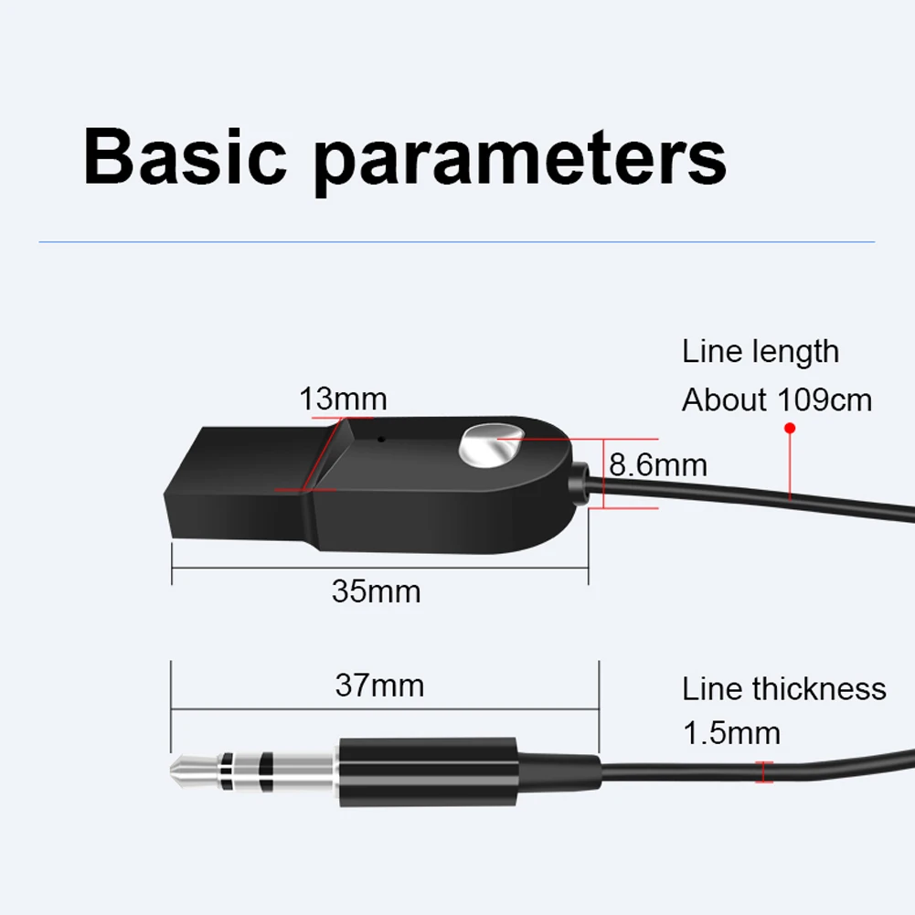 

USB Bluetooth Audio Adapter 3.5mm Aux Car Handsfree Wireless Receiver Dongle Stereo Audio Bluetooth 5.0 Receiver for Speaker