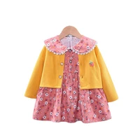 2pcs vintage floral girl dress baby knitted long sleeve cardigan birthday dress infant baby girl clothes autumn childrens suit