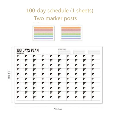 100 days planner / год, ежедневник, план, настенный бумажный календарь, годовой график, ежедневный с наклейкой в горошек, настенные канцелярские принадлежности - Цвет: 100 days planner