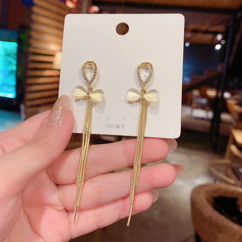 

S925 Sterling Silver Needle Opal Earrings Korean Temperament Geometric Square Diamond Eardrop Simple Online Celebrity Earrings