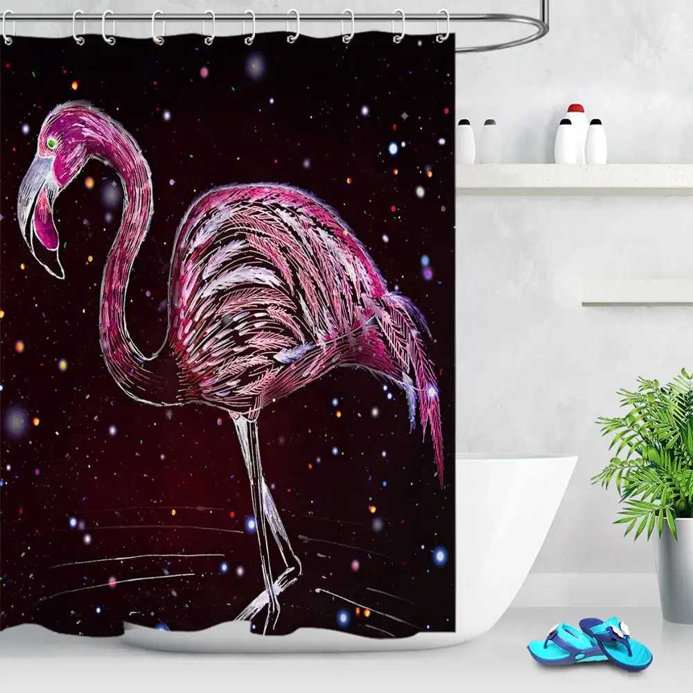 LB море солнечное небо облако зеленое кокосовое дерево листья Фламинго занавеска