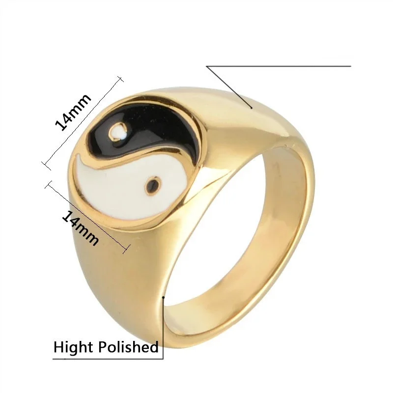 

2021 Fashion Multicolor Heart Geometric Rings for Women Girls New Design Bagua Yin Yang Tai Chi Rings Korean Party Jewelry Gift
