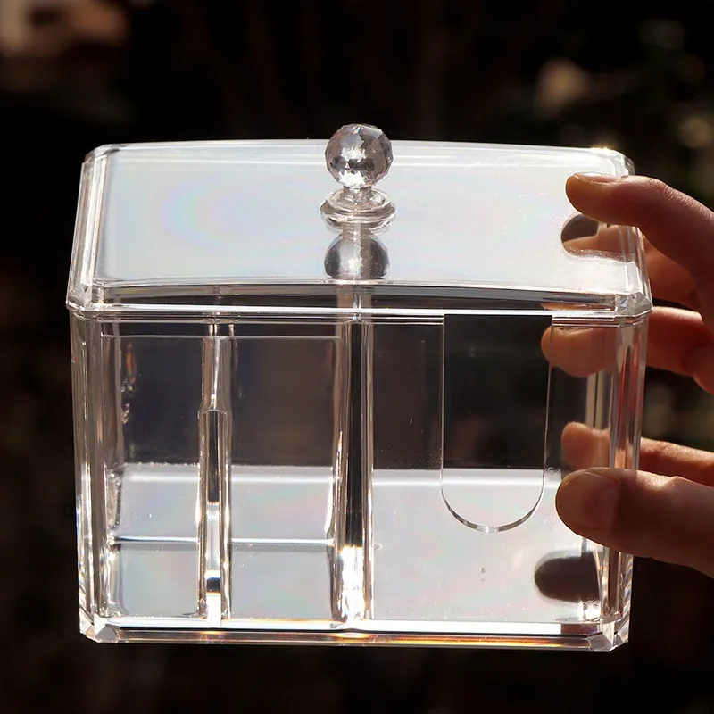 

Acrylic Cotton Swabs Cosmetic Storage Box Cotton Swabs Small Box Transparent Dresser Desktop Cotton Swabs Box
