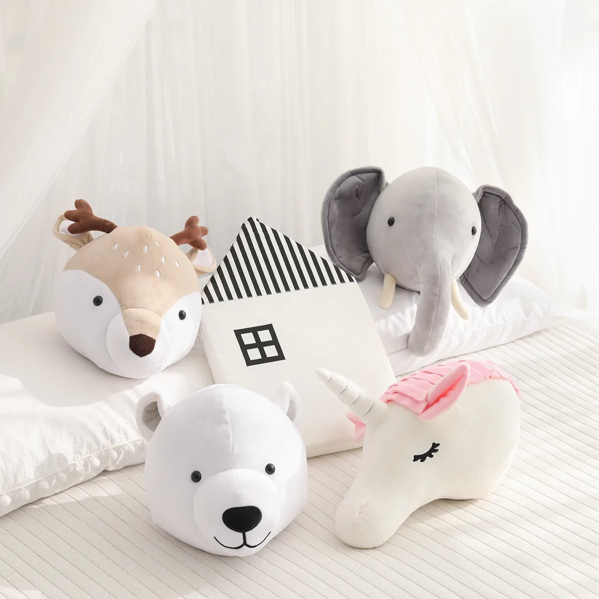 38 см полярный медведь Единорог слон голова настенная подвеска плюшевый игрушка