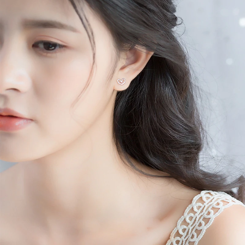 Женские серьги гвоздики из серебра 925 пробы с сердечками|earrings gift|heart stud earringsfashion