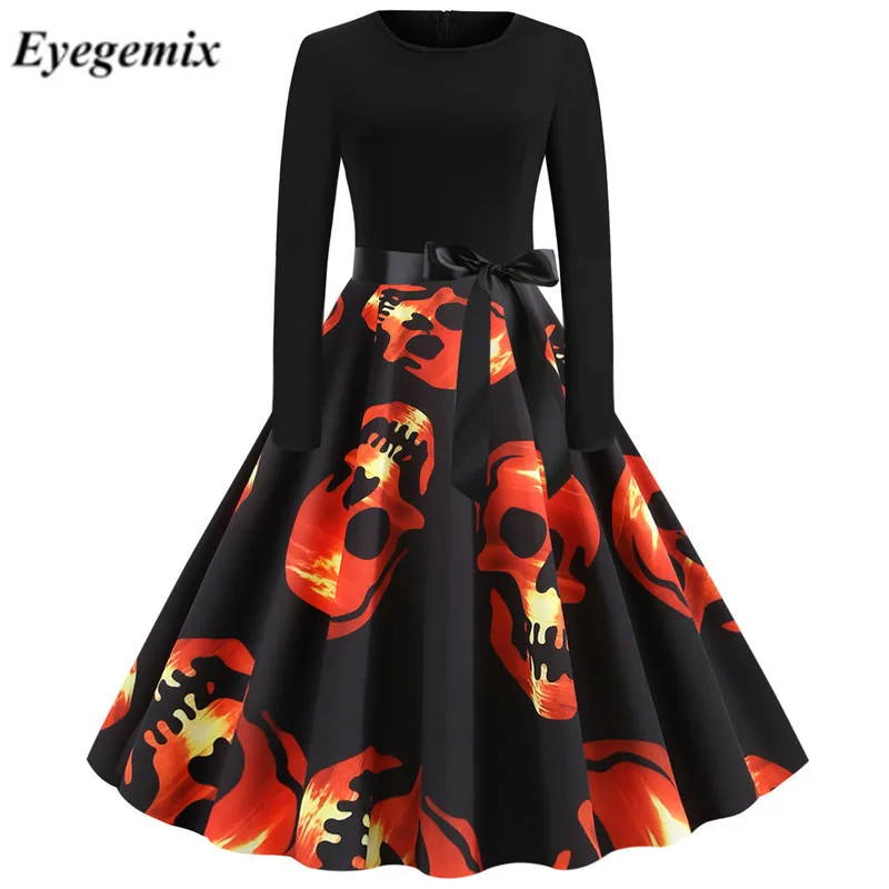 Для женщин маскарадный костюм в винтажном стиле с длинным рукавом 50s 60