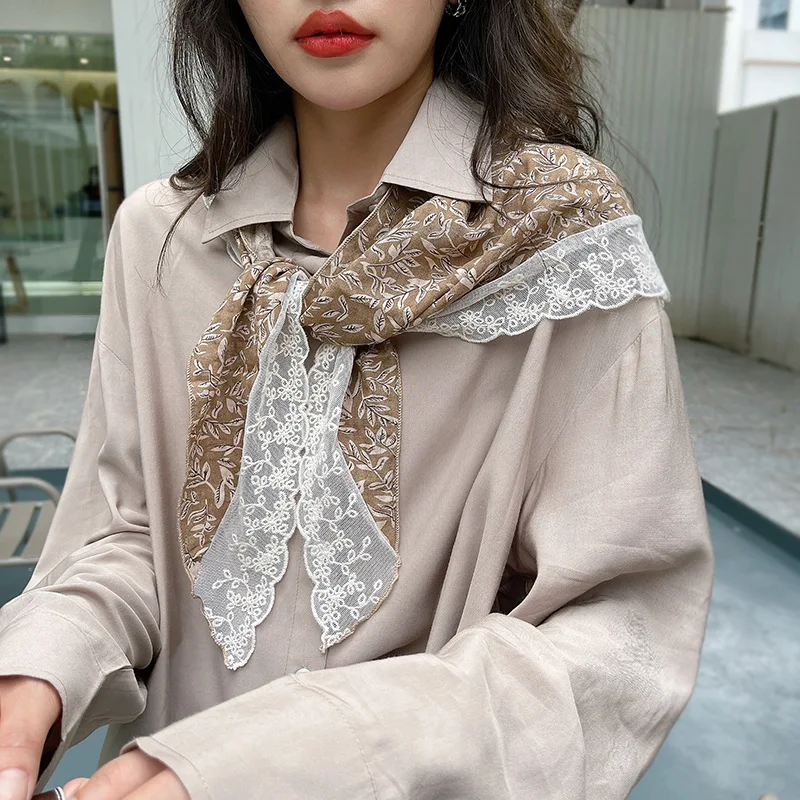 

Lace Floral Shirt Fake Collars Shawl Vintage Printed Shirt Detachable Collar Ladies Shoulder Wrap Scarf Female False Collars