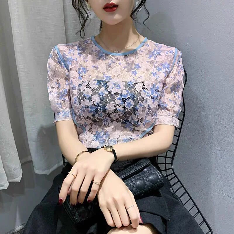 Женские весенне-Летние Стильные сексуальные кружевные блузки рубашки с