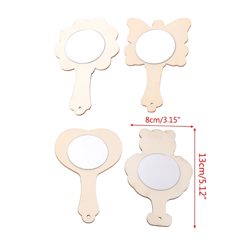 

DIY White Wood Mold Mirror Painting Handmade Craft Kids Toys Trinket Material