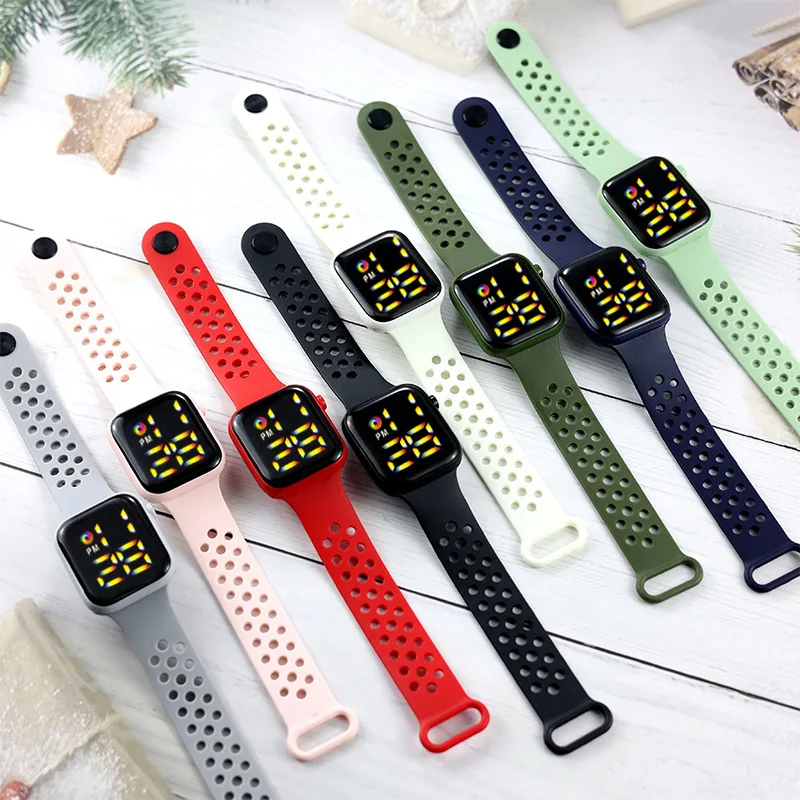 

Sports Watch Rainbow LED Children's Electronic Watch Button Simple Sports Trend Watch