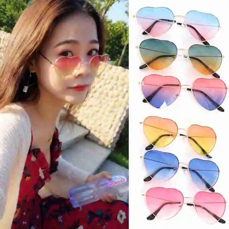 

Fashion Brand Designer Retro Metal Heart Sunglasses Women Cute Sexy Sun Glasses Accessories