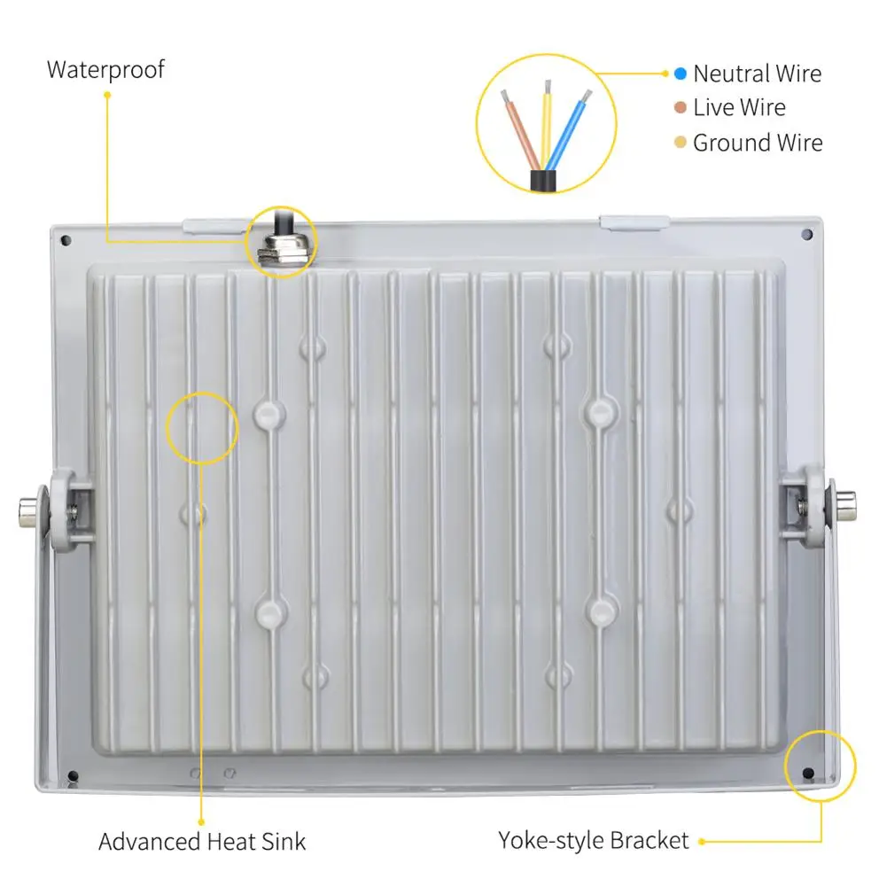 

100W 220V Waterproof IP65 Outdoor Reflector Light Garden Spotlight Floodlight Number Of Beads 144 Power Factorb 0.95