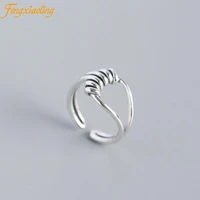 genuine 100 925 sterling silver retro winding rings for women double layer open party ring girls students gift jewellery 2021