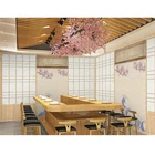 Декоративные Настенные обои в японском стиле ретро для суши, лапши, магазина, Настенная роспись, имитация деревянного экрана двери, обои для частной комнаты, водонепроницаемые