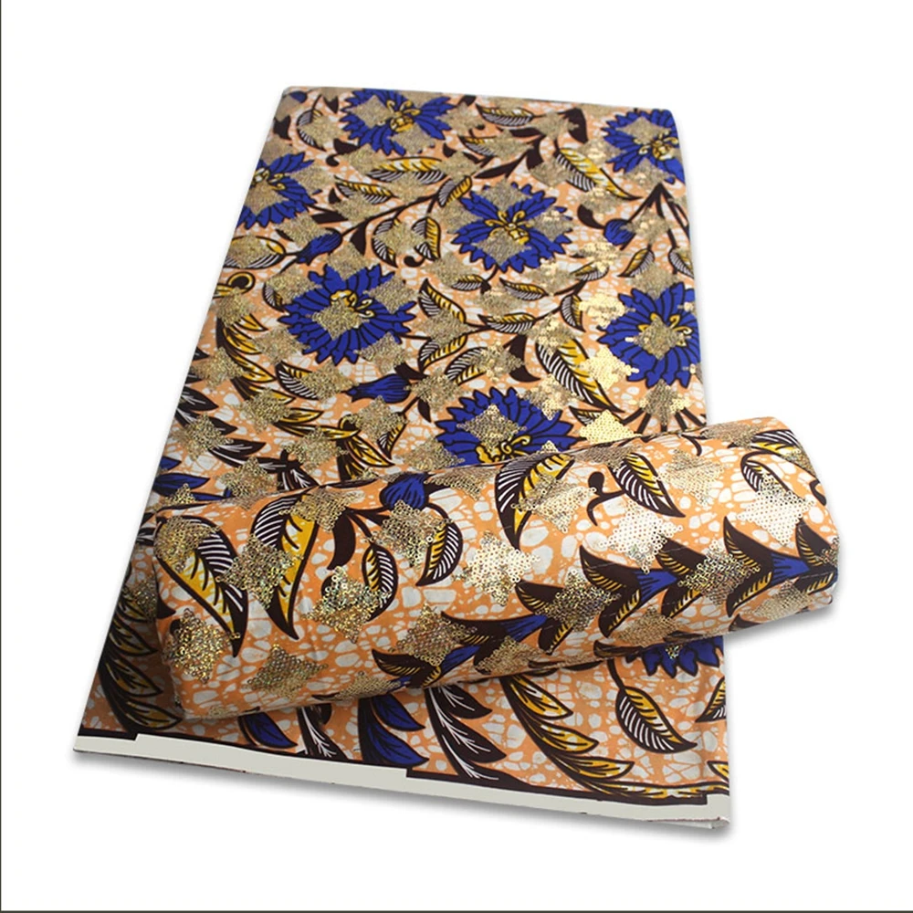 

Ankara Fabric African Fabric Wax Print Cotton Sequin Dress Nigerian Bonnet Tissu Batik Patchwork Sewing Crafts Materials