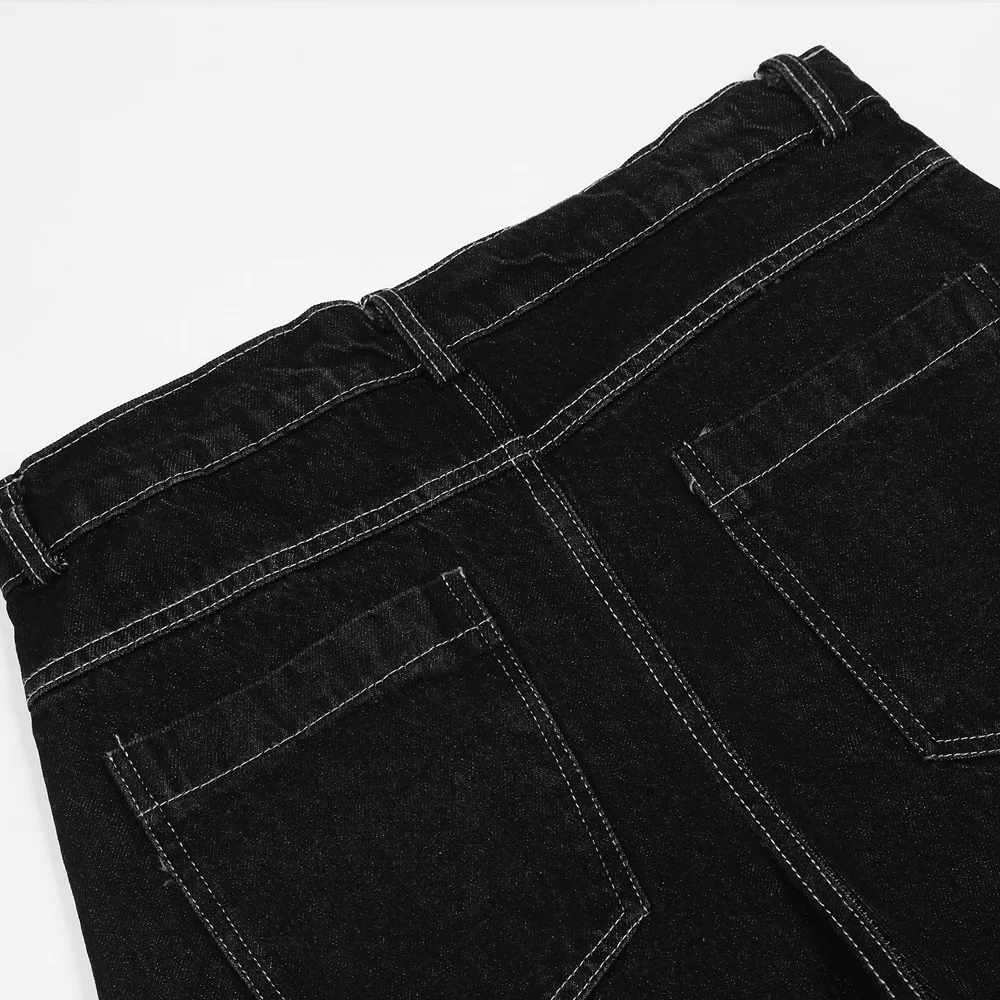 2021 New Arrival Ankle Drawstring Solid Straight Men Hip Hop Jeans Trousers Baggy Casual Vintage Denim Pants Pantalones Hombre