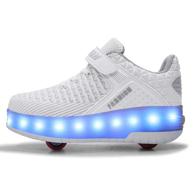 

2020 Glowing Illuminated Sneakers With Wheels Wheelys Shoes Roller Led Shoes Kids Girls Children Boys Light Up Luminous