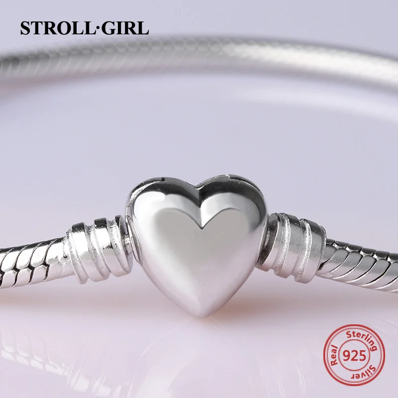 Strollgirl люкс 100% стерлингового серебра 925 пробы змея цепи DIY Pandora Шарм Аутентичные